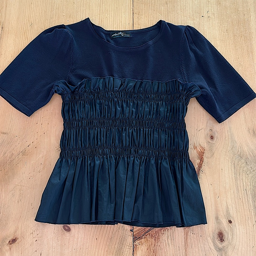 Smocked Crewneck Top